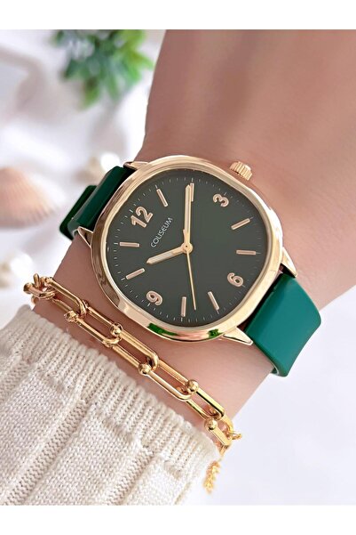 Coliseum Silikon Kordon Vintage Seri Kadın Kol Saati+Bileklik Hediyeli CL.8365.BM4