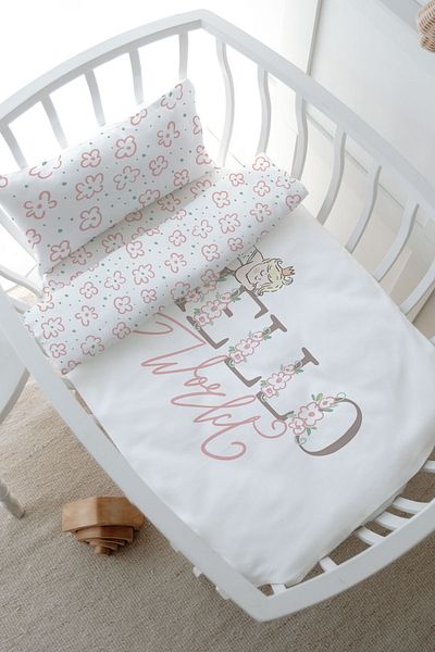 Tuğba Kuğu Pure Baby Series Park Bed Duvet Cover Set - (80X120) Hello World