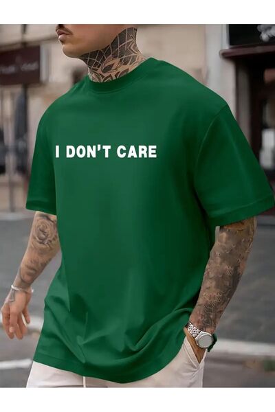 caddekombin Μπλουζάκι I Don't Care με στάμπα από βασικό βαμβακερό χτενισμένο ...