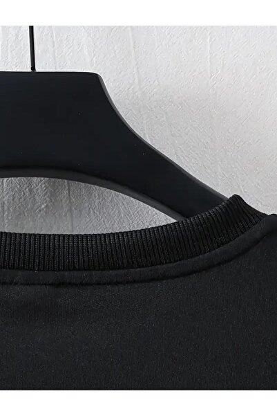 caddekombin Μπλουζάκι Hang On Tone με στάμπα από βαμβακερό χτενισμένο στρογγυλό λαιμό μαύρο