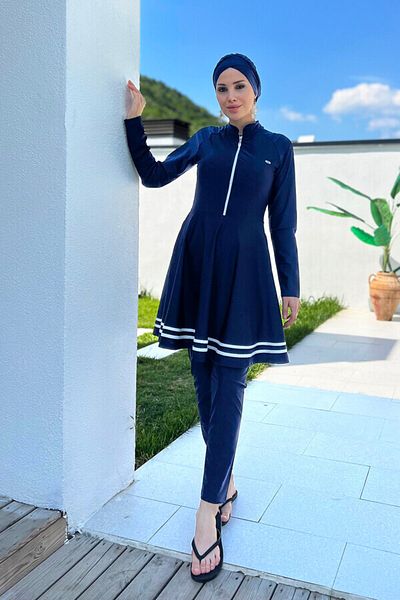 Remsa Mayo Lycra Full Covered Hijab μαγιό Mark 4545 Dark Navy Blue