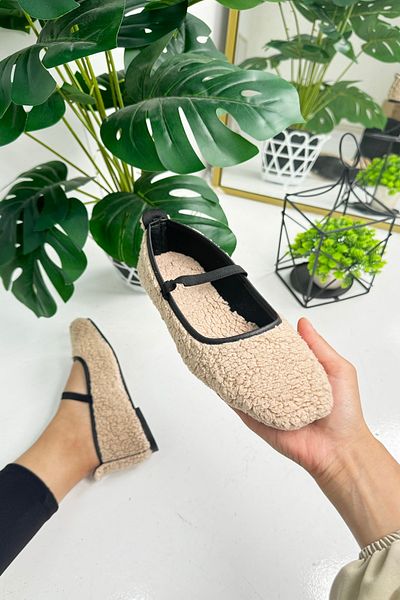 İmerShoes Balerini de zi cu zi pentru femei, din nurcă, din cauciuc de pluș, cu vârf oval, pantofi ușori confortabili 373