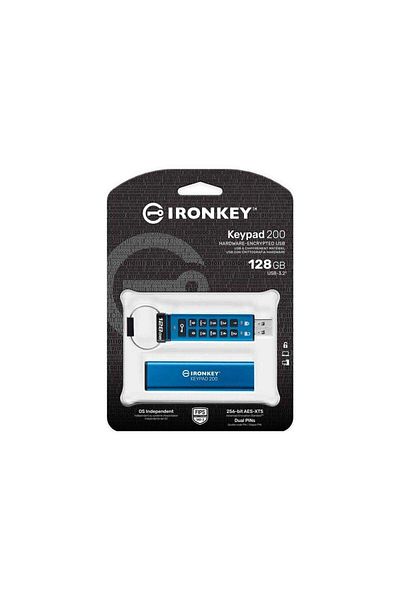 Kingston İkkp200-128Gb 128Gb Ironkey Keypad 200, Fips 140-3 Lvl 3 (Pending) Flash Memory