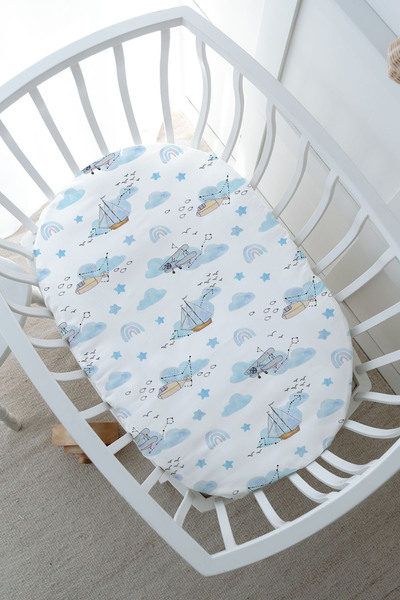 Tuğba Kuğu Park Yatak Nevresim Takımı (80x120) - Iconic Serisi - Mavi Hava Balonlu Gökkuşağı