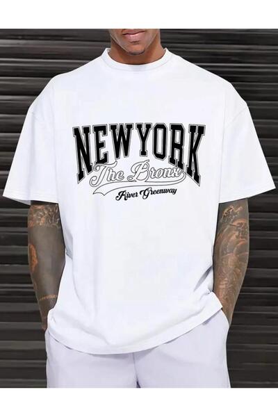 caddekombin تي شيرت أبيض برقبة دائرية من القطن مطبوع للجنسين من The Bronx