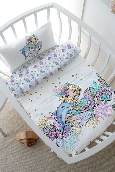Tuğba Kuğu Blonde Mermaid Iconic Series Park Bed Duvet Cover Set - 80X120