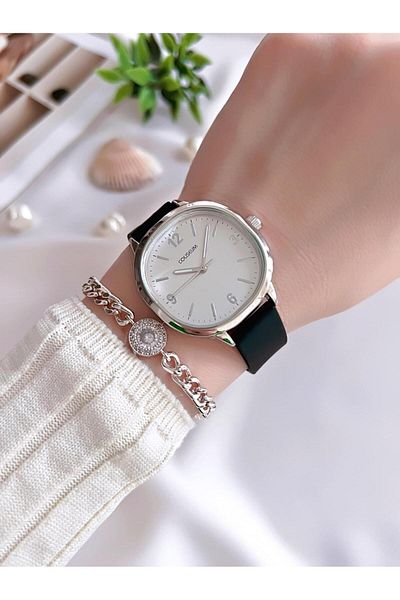 Coliseum Vintage Series Women's Watch and Bracelet Set with Silicone Band - Cl.8365.Bm1