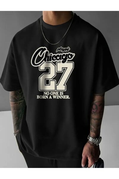 caddekombin Μπλουζάκι Chıccıgo 27 με στάμπα από βασικό βαμβακερό χτενισμένο β...