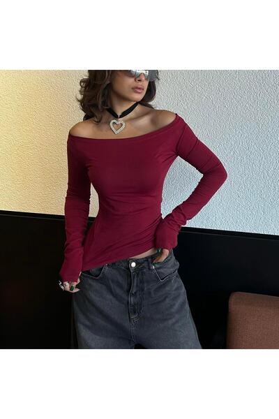 Köstebek Bluză scurtă cu mânecă lungă cu guler Madonna bordei