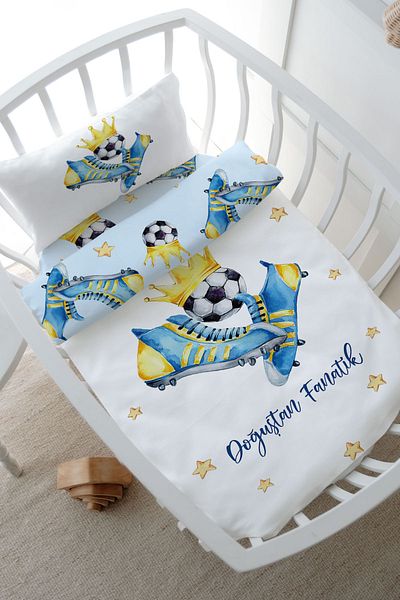 Tuğba Kuğu Mother's Side Crib Duvet Cover Set (60X100) - for Baby Series - Yellow - Navy