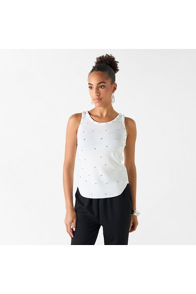 2Xtremz Embellished Sleeveless Top With Round Neck