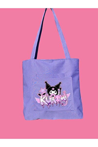 LİASSHOES culoare violet graffiti kuromici imprimat geantă de umăr pentru adolescenți de mărime medie pentru copii