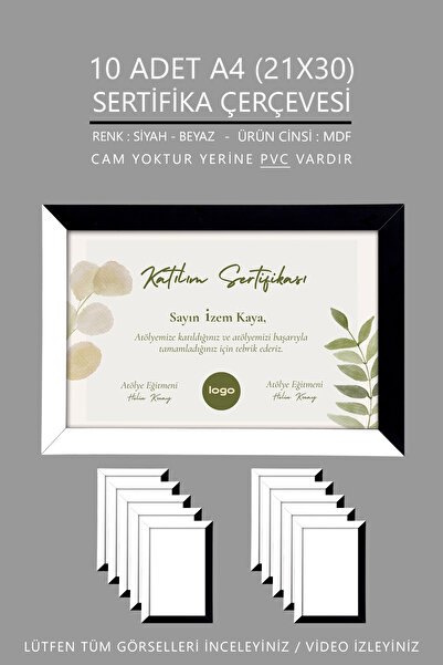 Bytwo 10 bucăți cadru A4 - cadru foto și certificat - cadru Mdf 21x30 - două culori SB