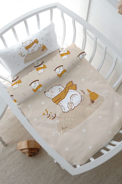 Tuğba Kuğu Brown Scarf Bear Crib Bedding Set for Baby Series - (60X100)