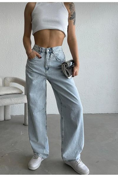 SU SHE NOU NOU NOU BAGGY'S JEANS PALAZZO LOOSE DETALIAT CU CATARAMĂ LA CREA