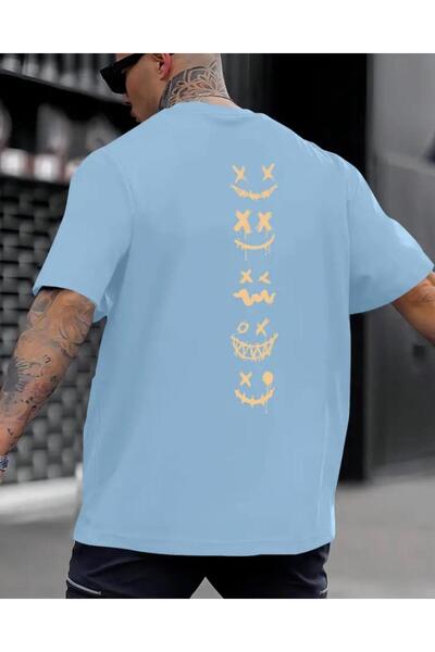 caddekombin Μπλουζάκι με στάμπα Emoji στην πλάτη, Unisex, βαμβακερό, στρογγυλ...