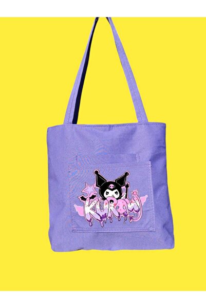 LİASSHOES culoare violet graffiti kuromici imprimat geantă de umăr pentru adolescenți de mărime medie pentru copii