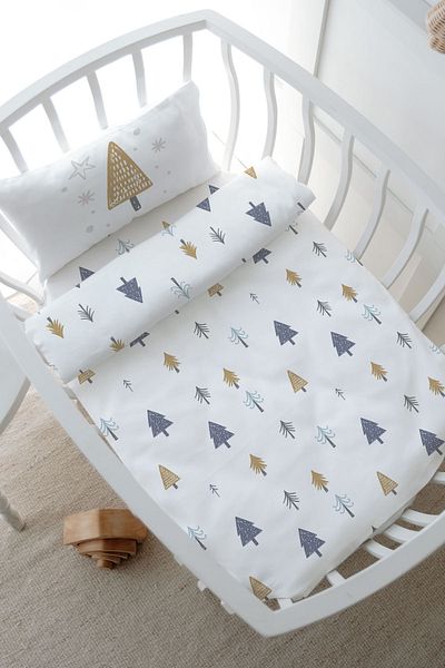 Tuğba Kuğu Park Bed Duvet Cover Set (80X120) - Iconic Series - Christmas Trees