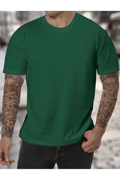 caddekombin Βασικό μπλουζάκι από βαμβακερό χτενισμένο βαμβάκι με στρογγυλή λα...