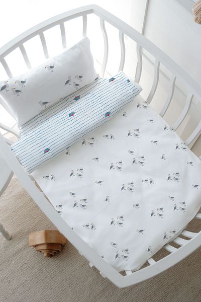 Tuğba Kuğu Mother's Side Crib Duvet Cover Set (60X100) - Iconic Series - Bird Sailor