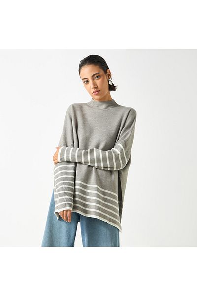 2Xtremz Stripe Detail Pullover With High Neck