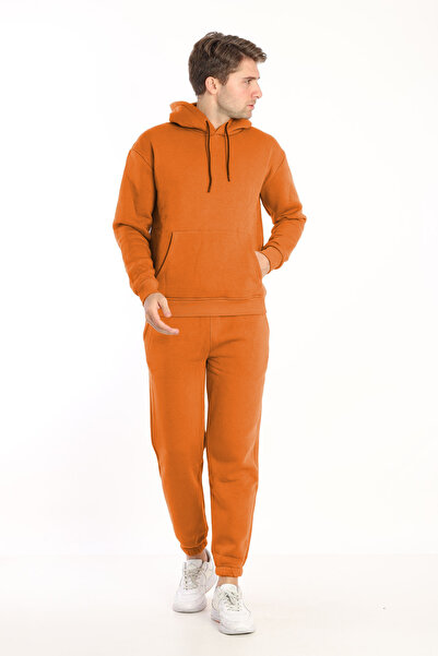 CMZ COLLECTİON بدلة رياضية شتوية للرجال مصنوعة من القطن بغطاء للرأس وجيب الكنغر