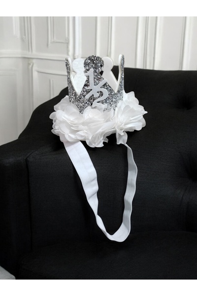 damlakidsmoda 1/2 yarım ay kınası yarım yaş parti tacı gümüş