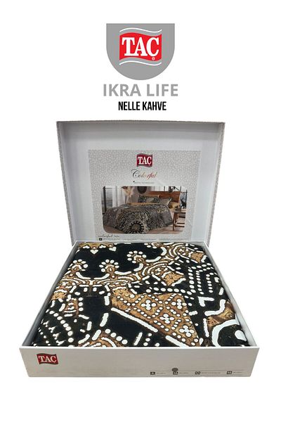 Taç Nelle Coffee Bedding Set Double Digital Satin