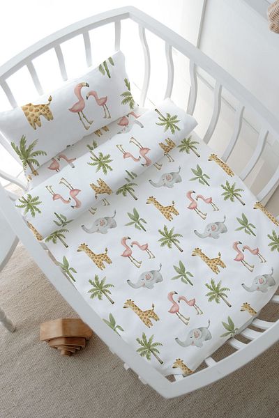 Tuğba Kuğu Iconic Series Pink Safari Animals Park Bed Duvet Cover Set - (80X120)