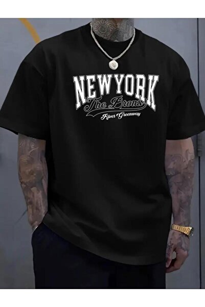 caddekombin The Bronx Printed Unisex Cotton Round Neck Black T-Shirt