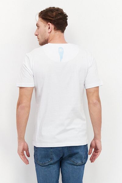 BUGATTI Men Crew Neck Short Sleeve Graphic Print T-shirt, White Combo