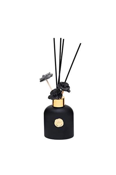 Missi 130 ml Siyah Cam Şişe Seramik Çiçek Taş Bambu Çubuklu Black Vanilya Oda...