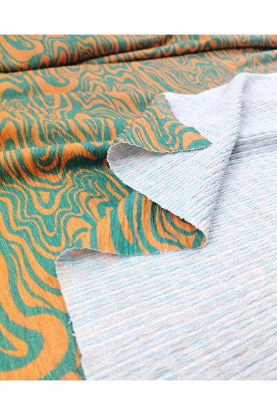 Kumaş Parça Зелено-помаранчевий джерсі з ворсистою поверхнею (ширина 145 см, ...