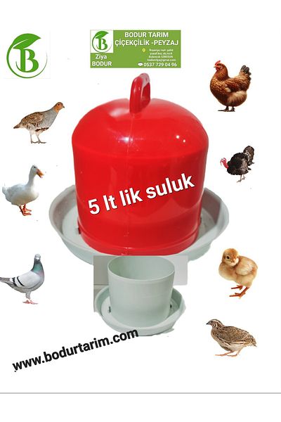 BODUR TARIM Fuzzy 5 Lt Chicken, bird, chick Drinker Double Protection Can Be Shipped in Different Colors
