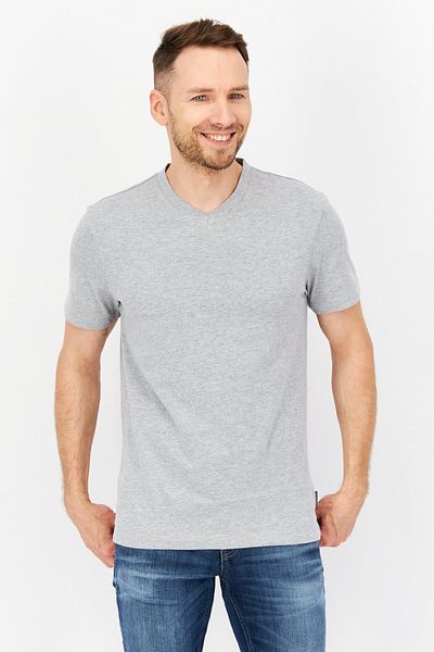 Vince Camuto Men V-Neck Short Sleeves Plain T-Shirt, Grey