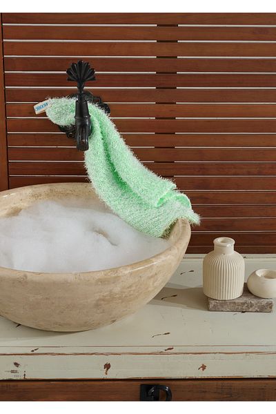 Kelebek Kese Green Flexible Bath Washcloth - 30X40, Suitable for All Skin Types