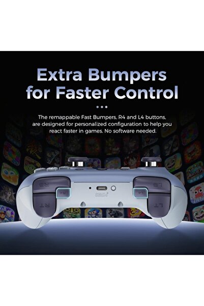 8Bitdo Ultimate 2C Kablosuz 2.4G Oyun Kolu PC Android Hall Effect Joystick Blueberry Koyu Mavi