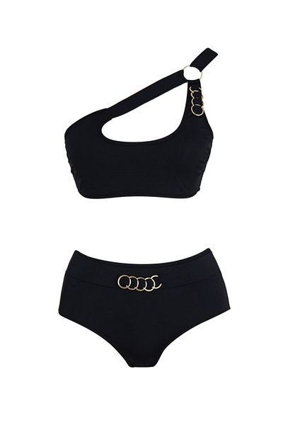 SAILOR moda Bikini-Set mit hoher Taille, One-Shoulder-Accessoire, Slr 302