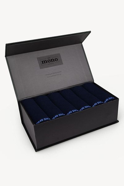 Mono Socks - 6 Συσκευασίες Premium Boxed Seamless Plain Bamboo Booties Κάλτσες Navy Blue