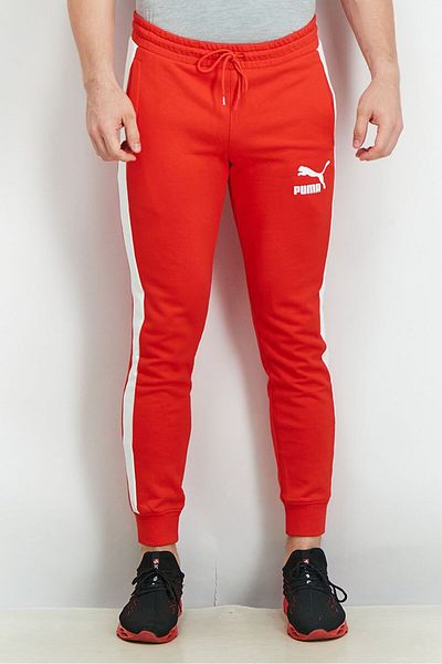 Puma Men Slim Fit Drawstring Brand Logo Training Sweatpants, Red