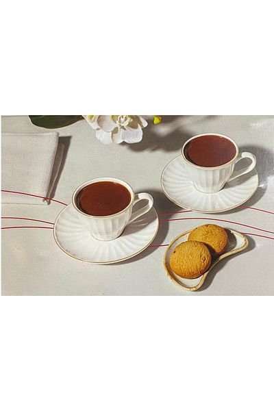Nehir Crystal Gold Gilded 12-Piece Coffee Cup Set for 6