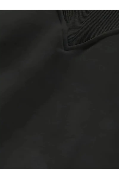 FUWEAR Siyah Oversize V Yaka Düz Sweatshirt