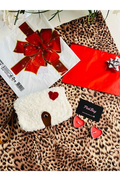 PİNKBAG Handmade Heart Plush Wallet Special for Valentine's Day