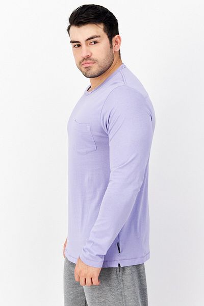 French Connection Men Crew Neck Long Sleeve Brand Logo T-shirt, Lilac