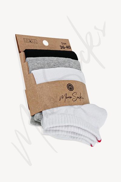 Mono Socks - Βαμβακερές κάλτσες υψηλής ποιότητας χωρίς ραφή 3 συσκευασιών