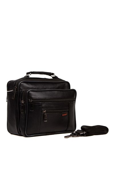 Newish Men's Black Genuine Leather Crossbody Hand and Shoulder Bag (Large Size)