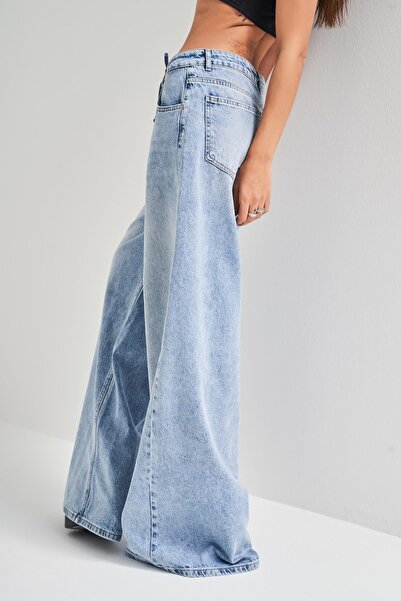 its basic Női farmer színű 4S527 Super Palazzo Fit fűzős 100% Koton farmer