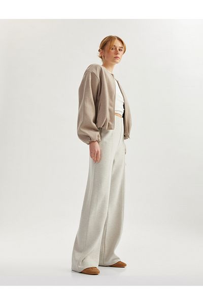 Koton Ribbed Detailed Straight Wide Leg Sweatpants