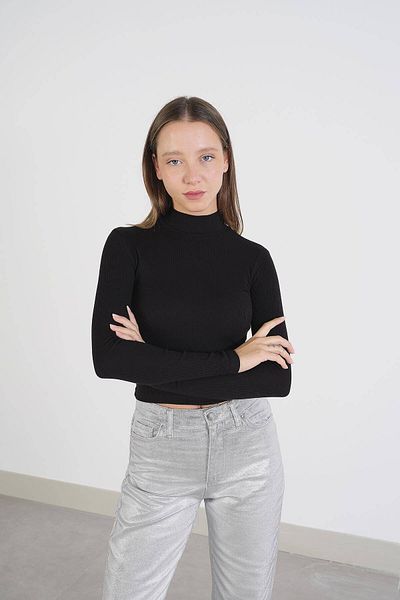 Addax Μπλούζα Stand Collar Ribbed Modal B13322-n5