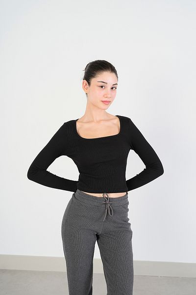 Addax Long Sleeve U-Neck Blouse - B13347-Dk6